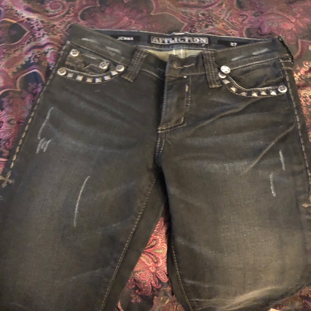 AFFLICTION Jenna Dark Washed Black Jeans!